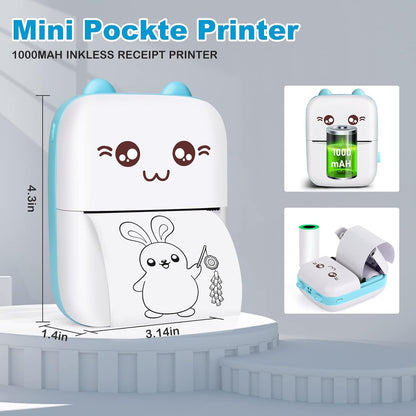 Mini Portable Thermal Printer – Wireless, Inkless, Compact Design